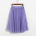 ELEXS Autumn Tulle Skirts Womens Winter Tulle Skirt Elastic High Waist Pleated Midi Skirt Three Layers E7933