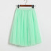 ELEXS Autumn Tulle Skirts Womens Winter Tulle Skirt Elastic High Waist Pleated Midi Skirt Three Layers E7933