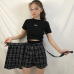 ELEXS Summer Skirt Women High Waist Plaid A-Line Skirt Casual Fashion Kawaii Student Skirts Shorts E2119