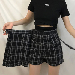 ELEXS Summer Skirt Women High Waist Plaid A-Line Skirt Casual Fashion Kawaii Student Skirts Shorts E2119