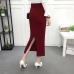 ELEXS Women Winter Long Woolen Skirt Elastic Waist Pencil Skirt Woman Office Skirt Jupe Vintage Femme Autumn E1123