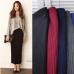 ELEXS Women Winter Long Woolen Skirt Elastic Waist Pencil Skirt Woman Office Skirt Jupe Vintage Femme Autumn E1123