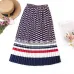 Elegant Pleated Skirts Women New Autumn Vintage Print Skirts Female High Waist Hit Color Midi Skirt Lady Long Skirt Jupe Femme