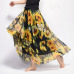 Elegant Summer 2019 Women Long Skirt Chiffon Saia Beach Bohemian Maxi Skirts High Waist Tutu Casual Vestidos Harajuku Print