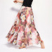 Elegant Summer 2019 Women Long Skirt Chiffon Saia Beach Bohemian Maxi Skirts High Waist Tutu Casual Vestidos Harajuku Print