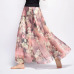 Elegant Summer 2019 Women Long Skirt Chiffon Saia Beach Bohemian Maxi Skirts High Waist Tutu Casual Vestidos Harajuku Print