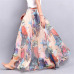 Elegant Summer 2019 Women Long Skirt Chiffon Saia Beach Bohemian Maxi Skirts High Waist Tutu Casual Vestidos Harajuku Print