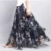 Elegant Summer 2019 Women Long Skirt Chiffon Saia Beach Bohemian Maxi Skirts High Waist Tutu Casual Vestidos Harajuku Print