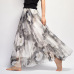 Elegant Summer 2019 Women Long Skirt Chiffon Saia Beach Bohemian Maxi Skirts High Waist Tutu Casual Vestidos Harajuku Print