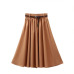 Elegant Women High Waist Pleated Skirt Vintage Fashion A Line Ladies Skirts