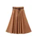 Elegant Women High Waist Pleated Skirt Vintage Fashion A Line Ladies Skirts