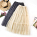 European Style Swing Skirts Fashion Solid Color Wooden Ear High Waist Maxi Skirt Sweet Ruffles Bridesmaid A-Line Skirt Ball Gown