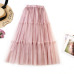 European Style Swing Skirts Fashion Solid Color Wooden Ear High Waist Maxi Skirt Sweet Ruffles Bridesmaid A-Line Skirt Ball Gown