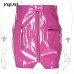 FQLWL Pink Zipper Pocket PVC PU Leather Sexy Skirt Women High Waist Bodycon Shorts Mini Skirts Female Club Summer Pencil Skirts