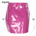 FQLWL Pink Zipper Pocket PVC PU Leather Sexy Skirt Women High Waist Bodycon Shorts Mini Skirts Female Club Summer Pencil Skirts