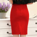 Fashion Summer 2018 Women Skirt Black Plus Size High Waist Work Slim Pencil Skirt Red Open Fork Sexy Office Lady Skirts Female