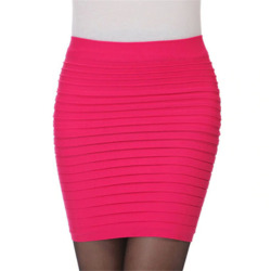 Fashion skirts womens jupe femme Womens Casual Elastic Pleated High Waist Package Hip Pencil Short Skirt saias faldas mujer saia