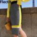 Flectit Fall Winter High Street Color Block Bodycon Knit Skirt High Waist Side Split Knee Length Pencil Skirts Women Knitwear