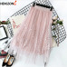 Floral Embroidery A-line Tutu Lace Mesh Skirt Women Elegant Tulle Long Pleated Skirt Women Midi Skirt Summer Hot Sale