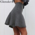 Glamaker Draped knitted short skirts women spring pleated mini skirt Elegant high waist female a-line streetwear summer skirt