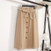 Gogoyouth Spring Summer Skirts Womens 2019 Midi Knee Length Korean Elegant Button High Waist Skirt Female Pleated School Skirt