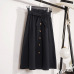 Gogoyouth Spring Summer Skirts Womens 2019 Midi Knee Length Korean Elegant Button High Waist Skirt Female Pleated School Skirt