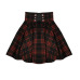 Gothic Lolita Skirt Women Ladies Winter Black Red Plaid Pleated Ball Gown 2018 New Arrivals High Waist Lace Up Wool Skirt Bottom