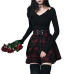 Gothic Lolita Skirt Women Ladies Winter Black Red Plaid Pleated Ball Gown 2018 New Arrivals High Waist Lace Up Wool Skirt Bottom