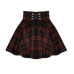 Gothic Lolita Skirt Women Ladies Winter Black Red Plaid Pleated Ball Gown 2018 New Arrivals High Waist Lace Up Wool Skirt Bottom