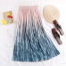 Gradient Skirt Pleated Long Skirt Woman Elegant High Waist A-Line Pleated School Midi Skirt Metallic Multi-Color Female Autumn