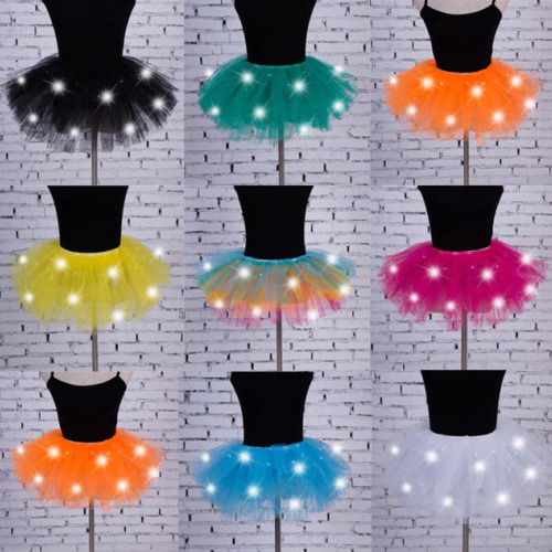 HIRIGIN Newest LED Light Up Tulle Tutu Skirts Fancy Hen Party Halloween Costume  Players