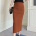 Hanyiren Pencil Skirt High Waist 2018 Autumn Winter Women Elegant Knitted Bodycon Skirt Black Solid Ladies Office Wear Skirts