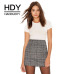 Haoduoyi Pencil Sexy High Waist Plaid Mini Short Skirt Casual Women Office Lady Buttoms Zipper Back Hot Sell The New Listing