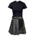 Harajuku Punk Style Plaid Irregular Skirts Women Asymmetrical High Waist  Skirts Pleated Girls Gothic Half Skirts Fashion Skirt