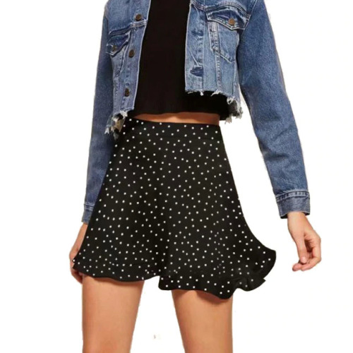 High Waist A Line Mini Skirt Floral Polka Dot Print Ruffles Skirt Sexy Streetwear Korean Fashion Cute Kawaii Faldas