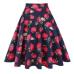 High Waist Runway Pleat Skirt Black Knee Length Flared Skirts Retro Vintage 50s Rockabilly Swing Skirts Women Faldas Saia Jupe