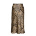 Hot Sale High Waist Leopard Midi Skirt Female Hidden Elasticized Waistband Silk Satin Skirts Slip Style Animal Print Skirt Women