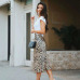 Hot Sale High Waist Leopard Midi Skirt Female Hidden Elasticized Waistband Silk Satin Skirts Slip Style Animal Print Skirt Women