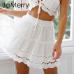 JaMerry 2019 Spring summer lace embroidery white skirt women Boho holiday high waist mini skirts Cute solid beach female skirts