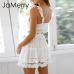 JaMerry 2019 Spring summer lace embroidery white skirt women Boho holiday high waist mini skirts Cute solid beach female skirts