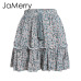 JaMerry Boho print mini short women skirt High waist polka dot tassel A line summer holiday  skirt Sexy ruffle beach skirts