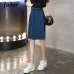 Jielur 2019 Kpop Oversized Summer Female A-line Skirts Solid Color Sweet Blue Denim Skirt Women Hipster Split Jeans Saias S-5XL