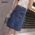 Jielur Korean Fashion High Waist Skirt Plus Size Buttons Pockets Classic Jeans Skirt for Women S-5XL Elegant Jupe Femme Dropship