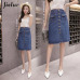 Jielur Korean Fashion High Waist Skirt Plus Size Buttons Pockets Classic Jeans Skirt for Women S-5XL Elegant Jupe Femme Dropship