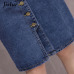 Jielur Korean Fashion High Waist Skirt Plus Size Buttons Pockets Classic Jeans Skirt for Women S-5XL Elegant Jupe Femme Dropship