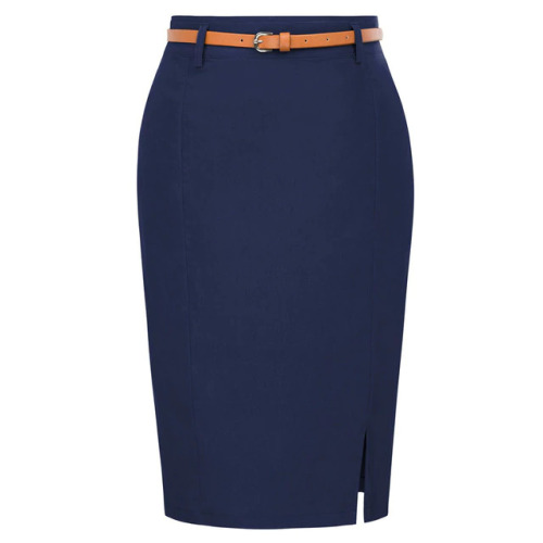 KK work wear pencil skirts Womens Solid Color split Belt sashes Decorated Hip wrap Bodycon Skirt sexy elegant chic office skirts