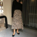 LANMREM 2019 spring Fashion New High Waist Leopard Print All-match Female's Long Type Retro Skirt YE59912