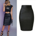 LOGAMI Women Faux Leather Skirt Pencil High Waist Skirts Womens Skirt Black Midi Saia Couro Jupe Simili Cuir