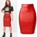 LOGAMI Women Faux Leather Skirt Pencil High Waist Skirts Womens Skirt Black Midi Saia Couro Jupe Simili Cuir