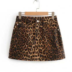 Leopard Short Mini Women Skirt Plus Size Vintage Above Knee Skirts Jupe Femme Faldas Mujer Moda